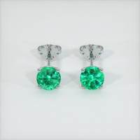 0.53 Ct.Tw. Emerald Earrings, 18K White Gold 1