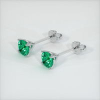 0.53 Ct.Tw. Emerald Earrings, 18K White Gold 2