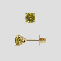 <span>1.44</span>&nbsp;<span class="tooltip-light">Ct.Tw.<span class="tooltiptext">Total Carat Weight</span></span> Yellowish Green Chrysoberyl Earrings, 14K Yellow Gold 2