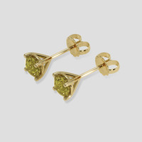 <span>1.44</span>&nbsp;<span class="tooltip-light">Ct.Tw.<span class="tooltiptext">Total Carat Weight</span></span> Yellowish Green Chrysoberyl Earrings, 14K Yellow Gold 3