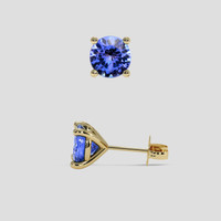 <span>1.89</span> <span class="tooltip-light">Ct.Tw.<span class="tooltiptext">Total Carat Weight</span></span> Violetish Blue Tanzanite Earrings, 14K Yellow Gold 2