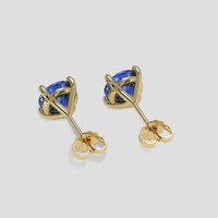 <span>1.89</span> <span class="tooltip-light">Ct.Tw.<span class="tooltiptext">Total Carat Weight</span></span> Violetish Blue Tanzanite Earrings, 14K Yellow Gold 4