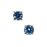 <span>0.83</span>&nbsp;<span class="tooltip-light">Ct.Tw.<span class="tooltiptext">Total Carat Weight</span></span> Greenish Blue Sapphire Earrings, 14K Yellow Gold 1