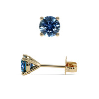 <span>0.83</span>&nbsp;<span class="tooltip-light">Ct.Tw.<span class="tooltiptext">Total Carat Weight</span></span> Greenish Blue Sapphire Earrings, 14K Yellow Gold 2