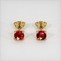 <span>0.67</span>&nbsp;<span class="tooltip-light">Ct.Tw.<span class="tooltiptext">Total Carat Weight</span></span> Ruby Earrings, 14K Yellow Gold 1