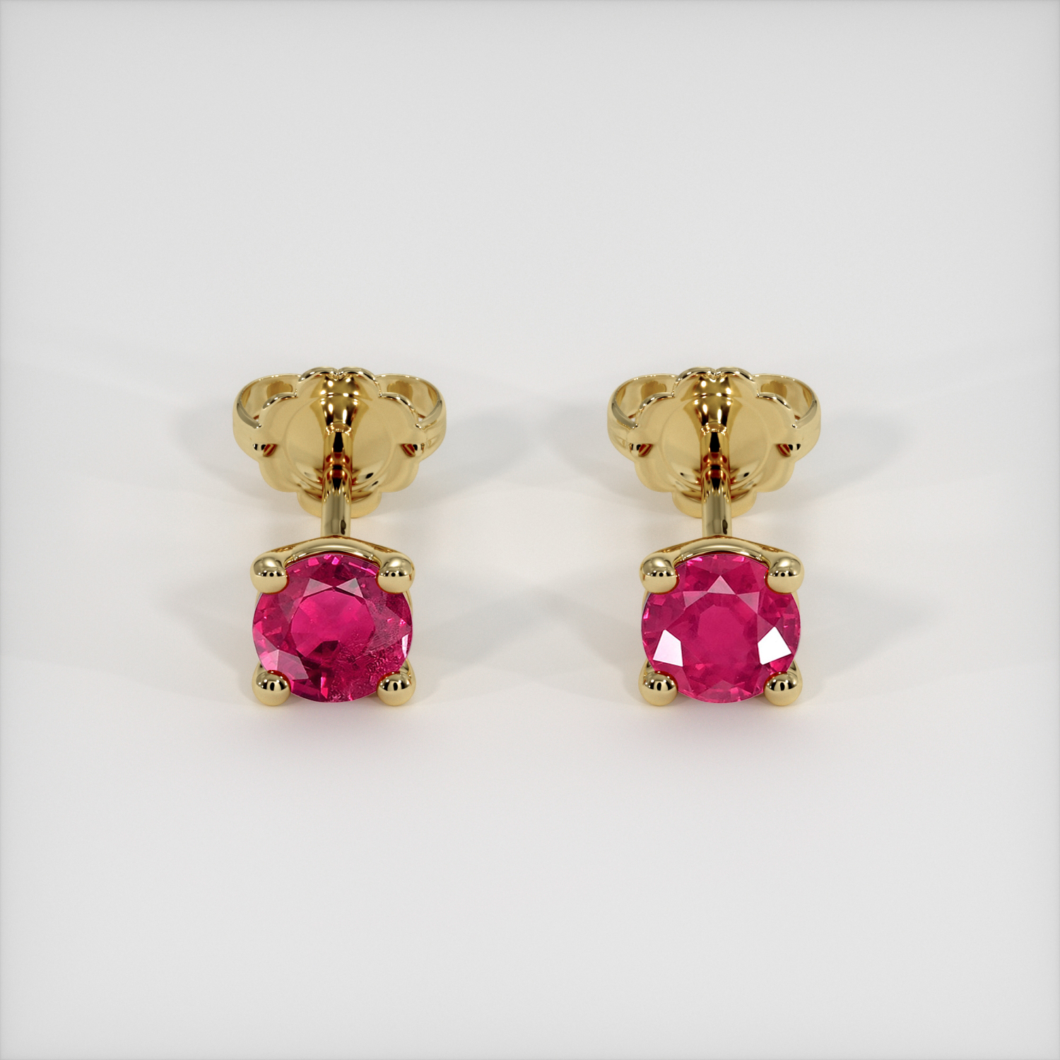 14K BASKETWEAVE ROUND NATURAL RED/PINK RUBELLITE EARRINGS. cheapest 4MM. .48TCW.