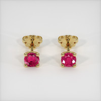 0.85 Ct.Tw. Ruby Earrings, 14K Yellow Gold 1