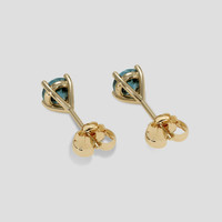 <span>0.95</span> <span class="tooltip-light">Ct.Tw.<span class="tooltiptext">Total Carat Weight</span></span> Bluish Green Sapphire Earrings, 14K Yellow Gold 4