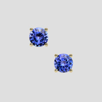 <span>1.89</span> <span class="tooltip-light">Ct.Tw.<span class="tooltiptext">Total Carat Weight</span></span> Violetish Blue Tanzanite Earrings, 18K Yellow Gold 1