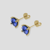 <span>1.89</span> <span class="tooltip-light">Ct.Tw.<span class="tooltiptext">Total Carat Weight</span></span> Violetish Blue Tanzanite Earrings, 18K Yellow Gold 3