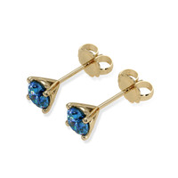 <span>0.83</span>&nbsp;<span class="tooltip-light">Ct.Tw.<span class="tooltiptext">Total Carat Weight</span></span> Greenish Blue Sapphire Earrings, 18K Yellow Gold 3