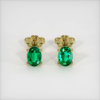 <span>1.43</span>&nbsp;<span class="tooltip-light">Ct.Tw.<span class="tooltiptext">Total Carat Weight</span></span> Emerald Earrings, 18K Yellow Gold 1