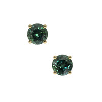 <span>2.18</span>&nbsp;<span class="tooltip-light">Ct.Tw.<span class="tooltiptext">Total Carat Weight</span></span> Bluish Green Sapphire Earrings, 18K Yellow Gold 1