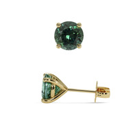 <span>2.18</span>&nbsp;<span class="tooltip-light">Ct.Tw.<span class="tooltiptext">Total Carat Weight</span></span> Bluish Green Sapphire Earrings, 18K Yellow Gold 2