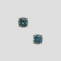 <span>0.95</span>&nbsp;<span class="tooltip-light">Ct.Tw.<span class="tooltiptext">Total Carat Weight</span></span> Bluish Green Sapphire Earrings, 18K Yellow Gold 1