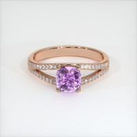 0.85 Ct. Pinkish Purple Sapphire Ring, 14K Rose Gold 1