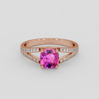 1.12 Ct. Purplish Pink Sapphire Ring, 18K Rose Gold 1