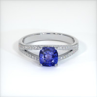 1.08 Ct. Blue Sapphire Ring, 18K White Gold 1