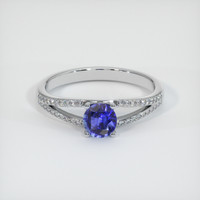 0.44 Ct. Blue Sapphire Ring, 18K White Gold 1
