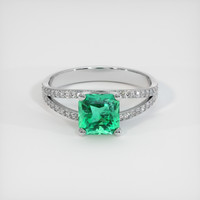 1.09 Ct. Emerald Ring, 18K White Gold 1