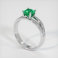 0.73 Ct. Emerald Ring, 18K White Gold 2