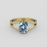 3.14 Ct. Greenish Blue Sapphire Ring, 10K Yellow Gold 1
