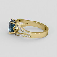 3.14 Ct. Greenish Blue Sapphire Ring, 14K Yellow Gold 4