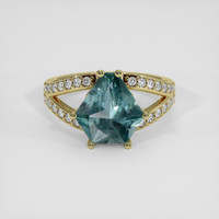 2.67 Ct. Greenish Blue Sapphire Ring, 14K Yellow Gold 1