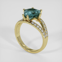 2.67 Ct. Greenish Blue Sapphire Ring, 14K Yellow Gold 2