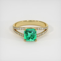 1.09 Ct. Emerald Ring, 18K Yellow Gold 1