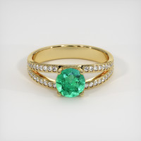 0.73 Ct. Emerald Ring, 18K Yellow Gold 1