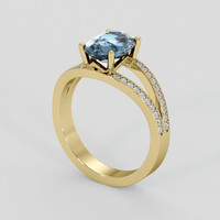 3.14 Ct. Greenish Blue Sapphire Ring, 18K Yellow Gold 2