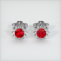 0.84 Ct.Tw. Ruby Earrings, Platinum 950 1