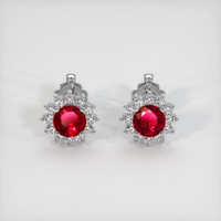 <span>0.74</span>&nbsp;<span class="tooltip-light">Ct.Tw.<span class="tooltiptext">Total Carat Weight</span></span> Ruby Earrings, Platinum 950 1