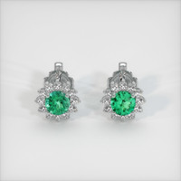 0.61 Ct.Tw. Emerald Earrings, Platinum 950 1