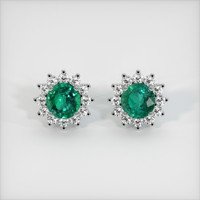 <span>2.13</span>&nbsp;<span class="tooltip-light">Ct.Tw.<span class="tooltiptext">Total Carat Weight</span></span> Emerald Earrings, Platinum 950 1