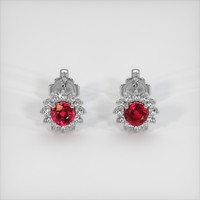 0.82 Ct.Tw. Ruby Earrings, Platinum 950 1