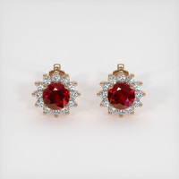 2.42 Ct.Tw. Ruby Earrings, 14K Rose Gold 1