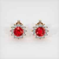 <span>1.16</span>&nbsp;<span class="tooltip-light">Ct.Tw.<span class="tooltiptext">Total Carat Weight</span></span> Ruby Earrings, 14K Rose Gold 1