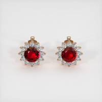 <span>1.28</span>&nbsp;<span class="tooltip-light">Ct.Tw.<span class="tooltiptext">Total Carat Weight</span></span> Ruby Earrings, 14K Rose Gold 1