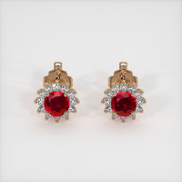 <span>0.62</span>&nbsp;<span class="tooltip-light">Ct.Tw.<span class="tooltiptext">Total Carat Weight</span></span> Ruby Earrings, 14K Rose Gold 1