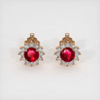 <span>0.74</span>&nbsp;<span class="tooltip-light">Ct.Tw.<span class="tooltiptext">Total Carat Weight</span></span> Ruby Earrings, 14K Rose Gold 1