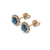 0.69 Ct.Tw. Greenish Blue Sapphire Earrings, 14K Rose Gold 3