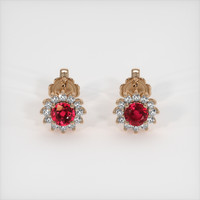 <span>0.44</span>&nbsp;<span class="tooltip-light">Ct.Tw.<span class="tooltiptext">Total Carat Weight</span></span> Ruby Earrings, 14K Rose Gold 1