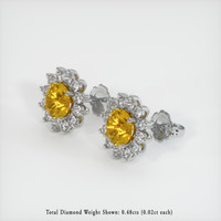 <span>1.24</span>&nbsp;<span class="tooltip-light">Ct.Tw.<span class="tooltiptext">Total Carat Weight</span></span> Orangish Yellow Sapphire Earrings, 14K White Gold 2