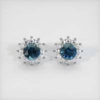 <span>0.96</span>&nbsp;<span class="tooltip-light">Ct.Tw.<span class="tooltiptext">Total Carat Weight</span></span> Bluish Green Sapphire Earrings, 14K White Gold 1