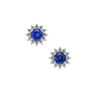 <span>2.43</span>&nbsp;<span class="tooltip-light">Ct.Tw.<span class="tooltiptext">Total Carat Weight</span></span> Blue Sapphire Earrings, 18K White Gold 1