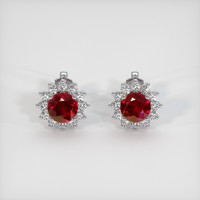 2.42 Ct.Tw. Ruby Earrings, 18K White Gold 1