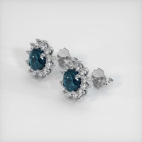 <span>0.96</span> <span class="tooltip-light">Ct.Tw.<span class="tooltiptext">Total Carat Weight</span></span> Bluish Green Sapphire Earrings, 18K White Gold 2