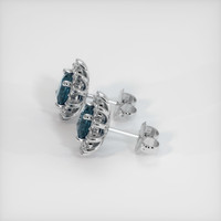 <span>0.96</span> <span class="tooltip-light">Ct.Tw.<span class="tooltiptext">Total Carat Weight</span></span> Bluish Green Sapphire Earrings, 18K White Gold 3